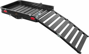 img 4 attached to CURT 18112 Black Aluminum Hitch Cargo Carrier with Ramp: 50 x 30-1/2-Inch, 2-in Folding Shank - Ultimate Versatility for Easy Travel