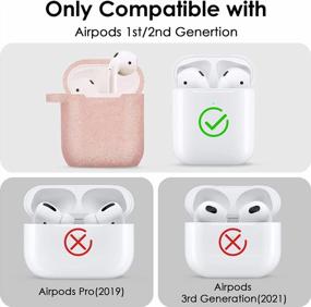 img 3 attached to Rose Gold Filoto Airpod Case With Keychain And Pompom - Protective Cover For Apple Airpods 2&1 Charging Case, Stylish Silicone Accessories, Perfect Gift For Women And Girls