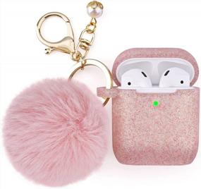 img 4 attached to Rose Gold Filoto Airpod Case With Keychain And Pompom - Protective Cover For Apple Airpods 2&1 Charging Case, Stylish Silicone Accessories, Perfect Gift For Women And Girls
