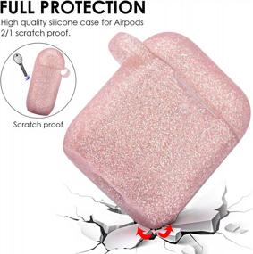 img 2 attached to Rose Gold Filoto Airpod Case With Keychain And Pompom - Protective Cover For Apple Airpods 2&1 Charging Case, Stylish Silicone Accessories, Perfect Gift For Women And Girls