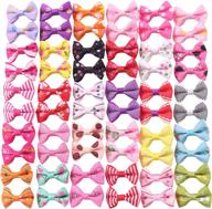 🐶 60pcs (30 pairs) adorable puppy dog small bowknot hair bows with clips - handmade pet grooming accessories, cute patterns included - clips style 3 логотип