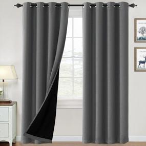 img 4 attached to 84In Grey Blackout Curtains - Thermal Insulated, Heat & Light Blocking Window Drapes For Bedroom/Living Room (2 Panels Set)