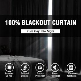 img 3 attached to 84In Grey Blackout Curtains - Thermal Insulated, Heat & Light Blocking Window Drapes For Bedroom/Living Room (2 Panels Set)