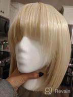 img 1 attached to Short Bob Hair Wig 12" Straight With Flat Bangs Synthetic Colorful Cosplay Daily Party Wig For Women Natural As Real Hair+ Free Wig Cap - Wine Red review by Moussa Will