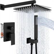 kes shower faucets sets complete shower system 10 inches rain shower head with handheld shower valve and trim kit pressure balance matt black, xb6230-bk logo