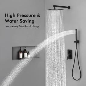 img 3 attached to KES Shower Faucets Sets Complete Shower System 10 Inches Rain Shower Head With Handheld Shower Valve And Trim Kit Pressure Balance Matt Black, XB6230-BK