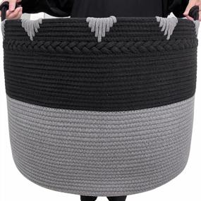 img 4 attached to Large Cotton Rope Basket With Handles - 22 X 22 X 16 Inches - Perfect For Towels, Toys, Diapers And Laundry - Woven Laundry Hamper For Home Storage