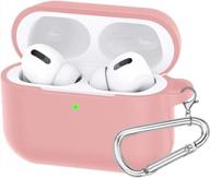 amurgo airpods pro case cover, [2019 released] soft silicone skin cover shock-absorbing protective case with keychain for airpods pro [front led visible] (pink) logo