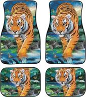 stuoarte tiger print universal car floor mat carpet full set for women car suv van &amp logo