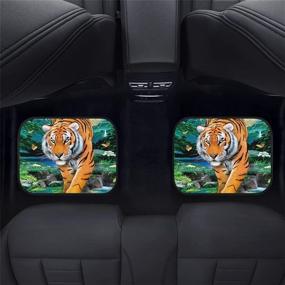 img 1 attached to STUOARTE Tiger Print Universal Car Floor Mat Carpet Full Set For Women Car SUV Van &Amp