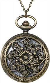 img 4 attached to Antique Bronze Retro Pocket Watch W/ Rose Flowers & Openwork Quartz - Avaner For Women Girls