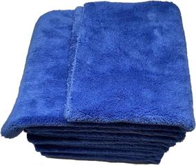 img 3 attached to 🚗 Plush Soft Edgeless Microfiber Towel Set - Perfect for Auto Detailing, Drying & Polishing Cars (Blue, 6-Pack)