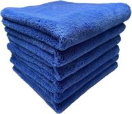 🚗 plush soft edgeless microfiber towel set - perfect for auto detailing, drying & polishing cars (blue, 6-pack) логотип