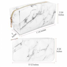 img 2 attached to Anezus 2Pcs Marble Cosmetic Toiletry Makeup Bag Travel Brush Storage Pouch With Gold Zipper