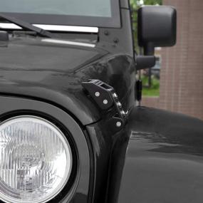 img 2 attached to 🚙 Enhance Your Jeep JK's Style and Functionality with Voodonala Black Stainless Steel Hood Latch Catch Set for 2007-2018 Jeep Wrangler JK JKU