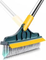 🧹 2 in 1 cleaning floor scrub brush with long handle - v-shape bristle tile brush for bathroom and kitchen - includes grout brush, scrapper, and squeegee logo