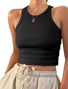 img 4 attached to Auselily Women's Tank Top - Stylish, Comfortable Round Neck Racerback Ribbed Tank for Women