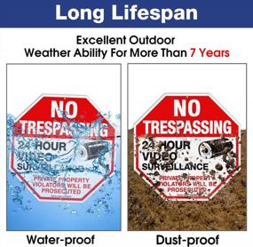 img 2 attached to 4-Pack No Trespassing Signs With Video Surveillance For Private Property Protection - 10X10 Inches, Reflective Aluminum, UV And Weather Resistant