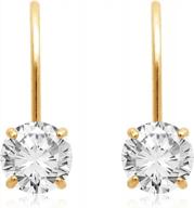 10kt gold drop earrings with 2 cttw cz round cut stones by jewelili logo