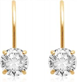 img 4 attached to 10Kt Gold Drop Earrings With 2 Cttw CZ Round Cut Stones By Jewelili