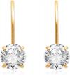 10kt gold drop earrings with 2 cttw cz round cut stones by jewelili logo