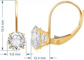 img 2 attached to 10Kt Gold Drop Earrings With 2 Cttw CZ Round Cut Stones By Jewelili