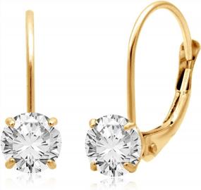 img 3 attached to 10Kt Gold Drop Earrings With 2 Cttw CZ Round Cut Stones By Jewelili