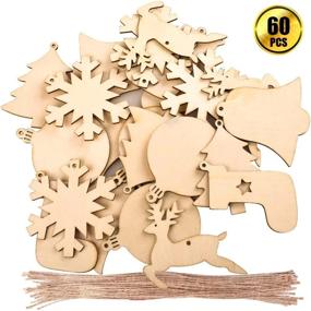 img 3 attached to 30 PCS 6 Styles Wooden Christmas Hanging Ornaments, DIY Wood Crafts For Xmas Decoration Tree Ornament WXJ13