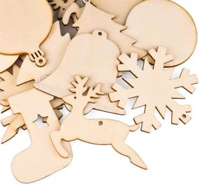 img 1 attached to 30 PCS 6 Styles Wooden Christmas Hanging Ornaments, DIY Wood Crafts For Xmas Decoration Tree Ornament WXJ13