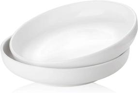 img 4 attached to Zoneyila 38 OZ Porcelain Serving Bowl Set, Large Serving Bowls, Large Soup Bowl Set, Large Serving Bowl Set Of 2, Microwave And Dishwasher Safe, Shallow And Versatile, White