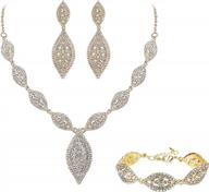 sparkle on your wedding day with flyonce's rhinestone crystal leaf bridal jewelry set logo