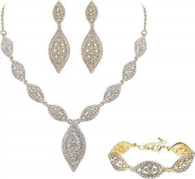 img 4 attached to Sparkle On Your Wedding Day With Flyonce'S Rhinestone Crystal Leaf Bridal Jewelry Set