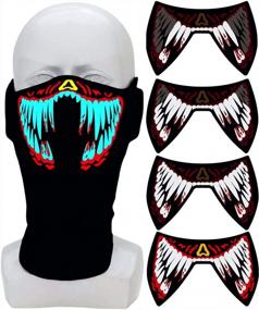 img 3 attached to Sound Activated LED Rave Mask With Red Teeth - Perfect For Music Festivals, Parties, Halloween, And EDM