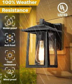 img 3 attached to Set Of 2 LALUZ Outdoor Wall Lanterns - Modern Rectangle Exterior Lights, Rust-Resistant Porch Lamps In Matte Black Finish, Clear Glass Sconces For Garage, Front Door, Patio - 9 Inch