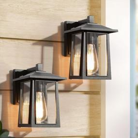 img 4 attached to Set Of 2 LALUZ Outdoor Wall Lanterns - Modern Rectangle Exterior Lights, Rust-Resistant Porch Lamps In Matte Black Finish, Clear Glass Sconces For Garage, Front Door, Patio - 9 Inch