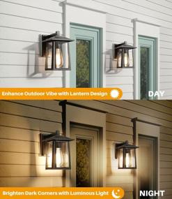 img 1 attached to Set Of 2 LALUZ Outdoor Wall Lanterns - Modern Rectangle Exterior Lights, Rust-Resistant Porch Lamps In Matte Black Finish, Clear Glass Sconces For Garage, Front Door, Patio - 9 Inch