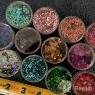 img 1 attached to HOSSIAN Chunky Glitter Makeup -12 Colors Nail Glitter-11Oz Holographic Cosmetic Grade Festival Glitter For Crafting And Beauty (B) review by Ronald Cambridge