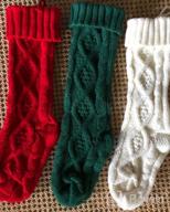 img 1 attached to Set Of 3 Large Cable Knit Christmas Stockings With Name Tags - Classic Burgundy Red, Ivory White, And Green Chunky Hand Stockings - 18 Inches review by Nick Singh