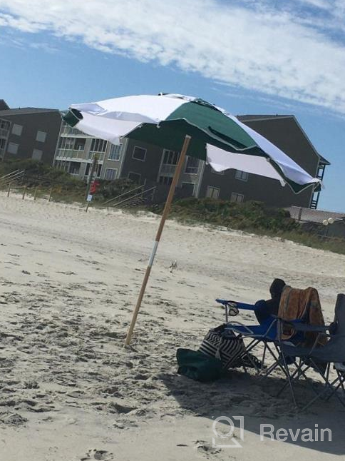 img 1 attached to AMMSUN 7.5Ft Commercial Grade Beach Umbrella: Sturdy Ash Wood Pole & UV 50+ Protection For High Wind Conditions review by James Oconnor