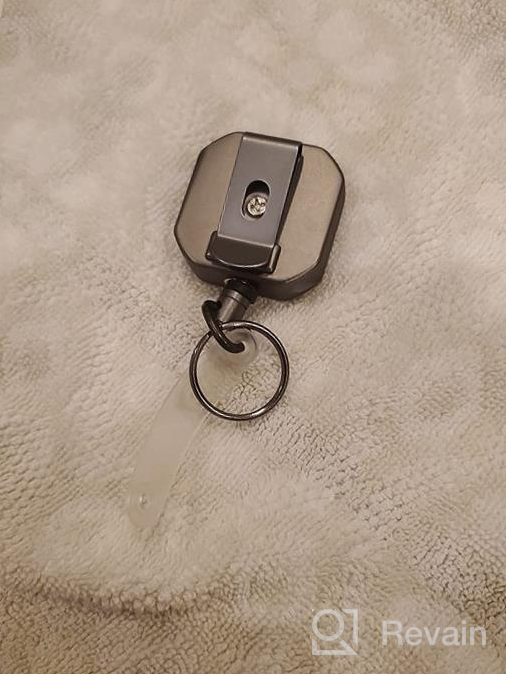 img 1 attached to FEELSO Heavy Duty Metal Badge Reel With Belt Clip, Key Ring, And 6 Plastic ID Card Holders - Retractable Steel Wire Cord Extends Up To 25 Inches (Pack Of 2) review by Jeremy Levendusky