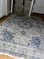 img 1 attached to 2X3 Small Oriental Medallion Area Rug - Non-Slip Washable Low-Pile Accent Carpet For Bedroom Entryway, Bathroom Sink Mat, Indoor Office Doorway Decor (Blue/White) review by Amy Meyer