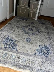 img 5 attached to 2X3 Small Oriental Medallion Area Rug - Non-Slip Washable Low-Pile Accent Carpet For Bedroom Entryway, Bathroom Sink Mat, Indoor Office Doorway Decor (Blue/White)