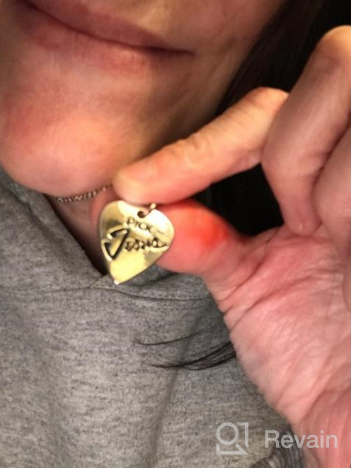 img 1 attached to 🎸 Inspiration Pendant Necklace featuring Jesus Christ Guitar Pick by Lux Accessories review by Robin Wilson