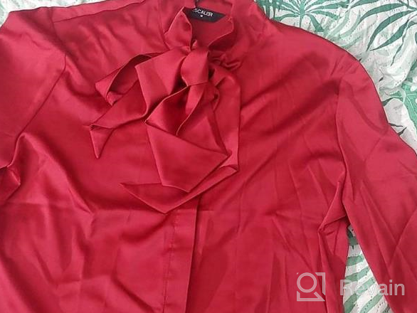 img 1 attached to Classy And Comfortable: Escalier Women'S Silk Blouse With Bow Tie Neck And Button Down - Perfect For Office And Casual Wear review by Devin Tanner