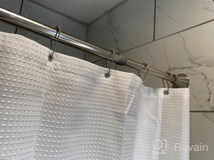 img 1 attached to Rustproof Curved Shower Curtain Rod 54-90 Inches, Extendable Heavy-Duty Bathroom Rod, Premium Aluminum In Black By KAMANINA review by Enes Patiag