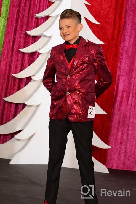 img 1 attached to 🤵 Golden Jacquard Boyland Tuxedo Formal Attire for Boys review by Abdirahman Mensah
