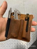 img 1 attached to Full Grain Leather EDC Pocket Organizer With Pen Loop - Ideal Pocket Slip, Knife Pouch, And Carrier For Everyday Carry Organization In Chestnut Color review by Donald Blanco