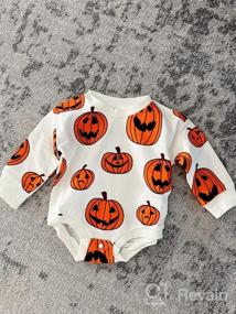 img 5 attached to 🎃 Pumpkin Sweatshirt Romper: Oversized Long Sleeve Onesie for Baby Halloween Outfit - Girl/Boy | Fall Baby Clothes