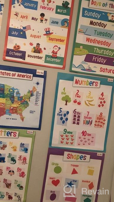 img 1 attached to Complete Your Child'S Early Learning With Merka'S 16Pc Kindergarten Wall Poster Set - USA & World Maps, Letters, Shapes, Numbers, Animals & More! review by Julpikz Bellemy