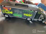 img 1 attached to Dinosaur Transporter Toy Truck Set With 6 Dinos, 3 Cars, And A Helicopter - Perfect Gift For Kids! review by Craig Kimball